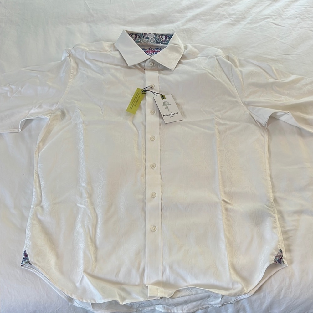 Robert Graham Crisp White with subtle pattern Button Down Shirt, Long Sleeves